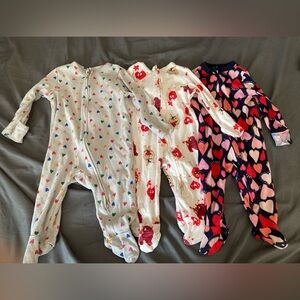 3 Old Navy Valentines Theme Footed Onesie